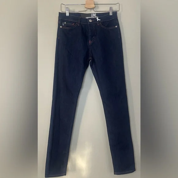 NWT LOVE MOSCHINO Mid-rise slim-leg dark denim jeans Size 26 - Picture 2 of 15